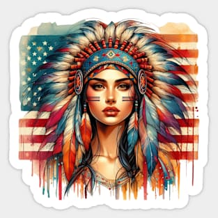 Native American, Beauty, Sunset, Wíiyaya | Catsie Cat Sticker